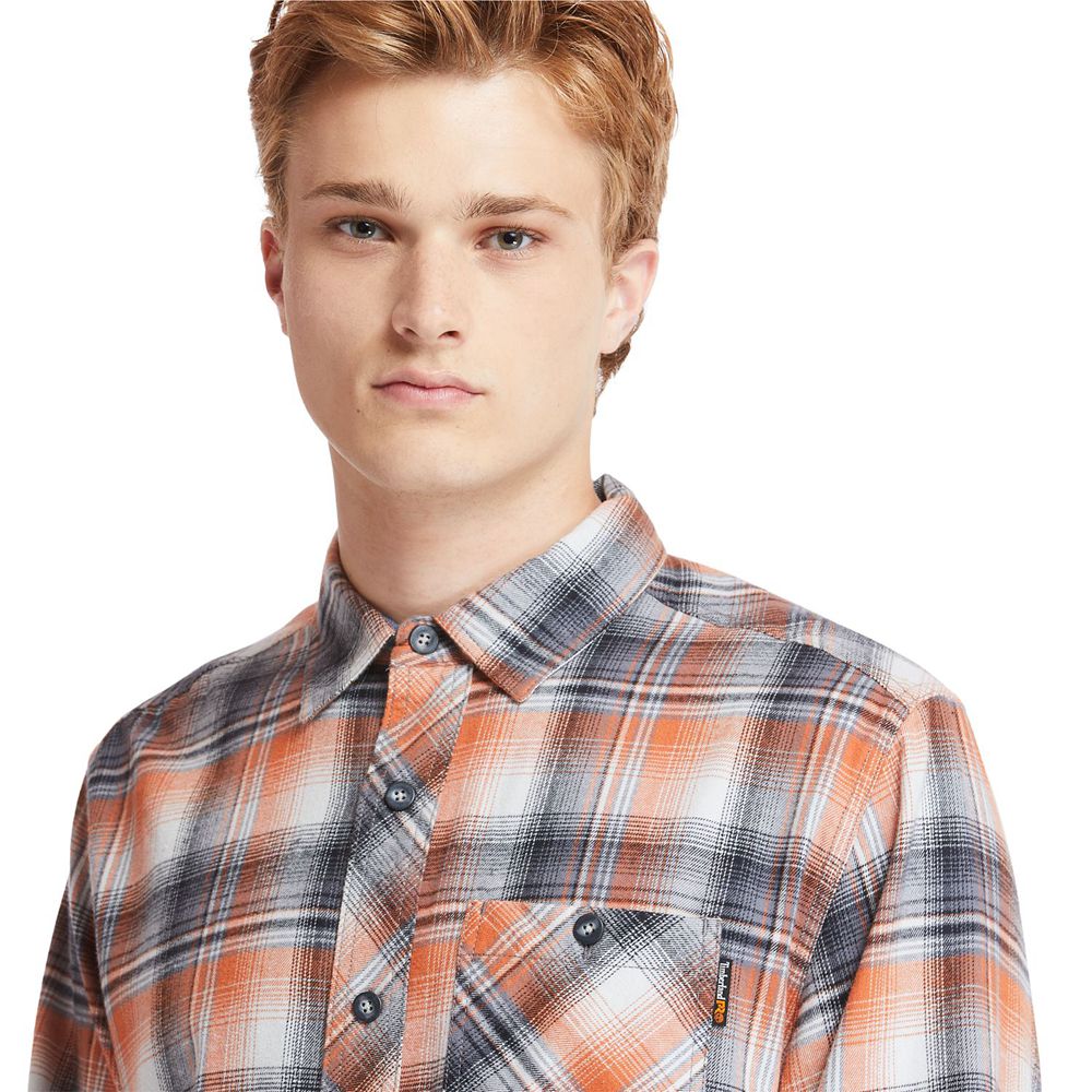 Timberland Mens Shirts PRO® Woodfort Midweight Flannel Work - Orange - India RY0316459